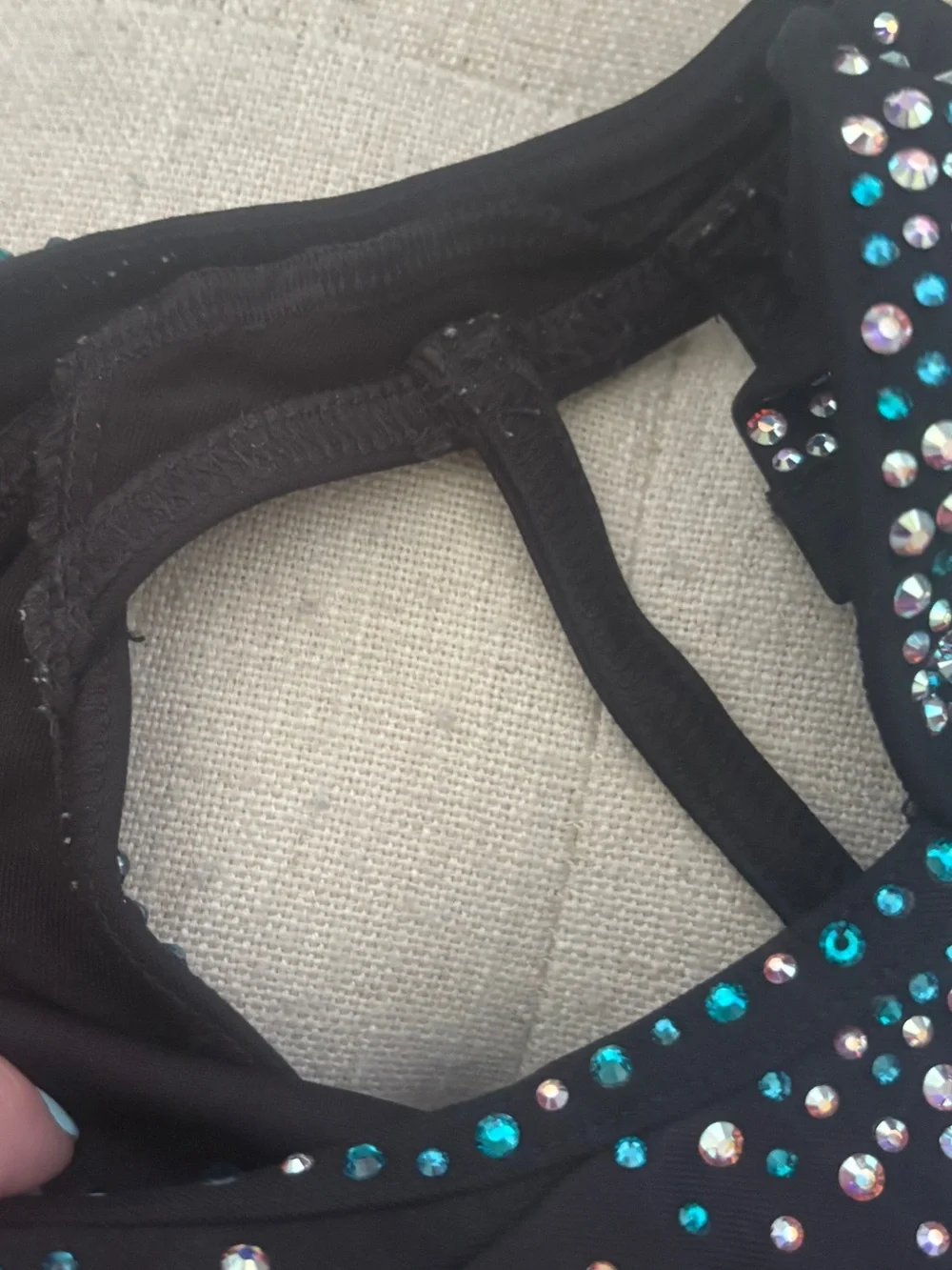 CEA Black and Teal Rhinestone Cold-Shoulder Kids uniform